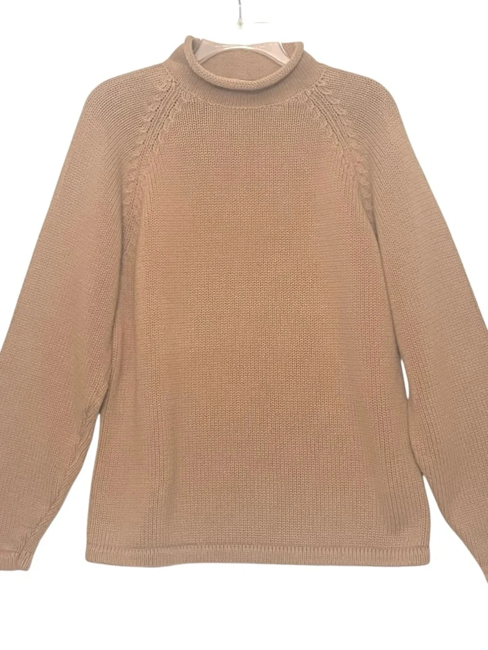 Vtg Y2K J. CREW Roll Neck Collar Chunky Knit Cotton Fisherman Sweater Sz M